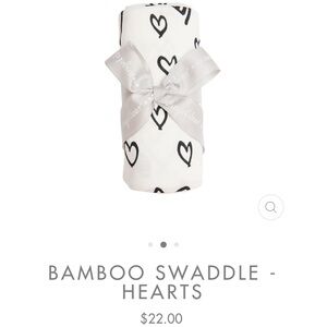 Angel Dear Heart Pattern Bamboo Swaddle Black & White NWT